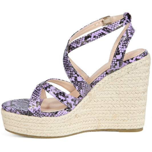 Women's Snake Print Strappy Espadrilles Wedge Heel Platform Sandals