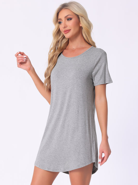 Camisón de cuello redondo para mujer, a rayas, de manga corta (tallas grandes disponibles)