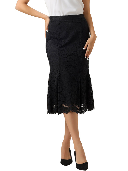 Women's Office Work Bodycon Fishtail Lace Pencil Midi Skirts