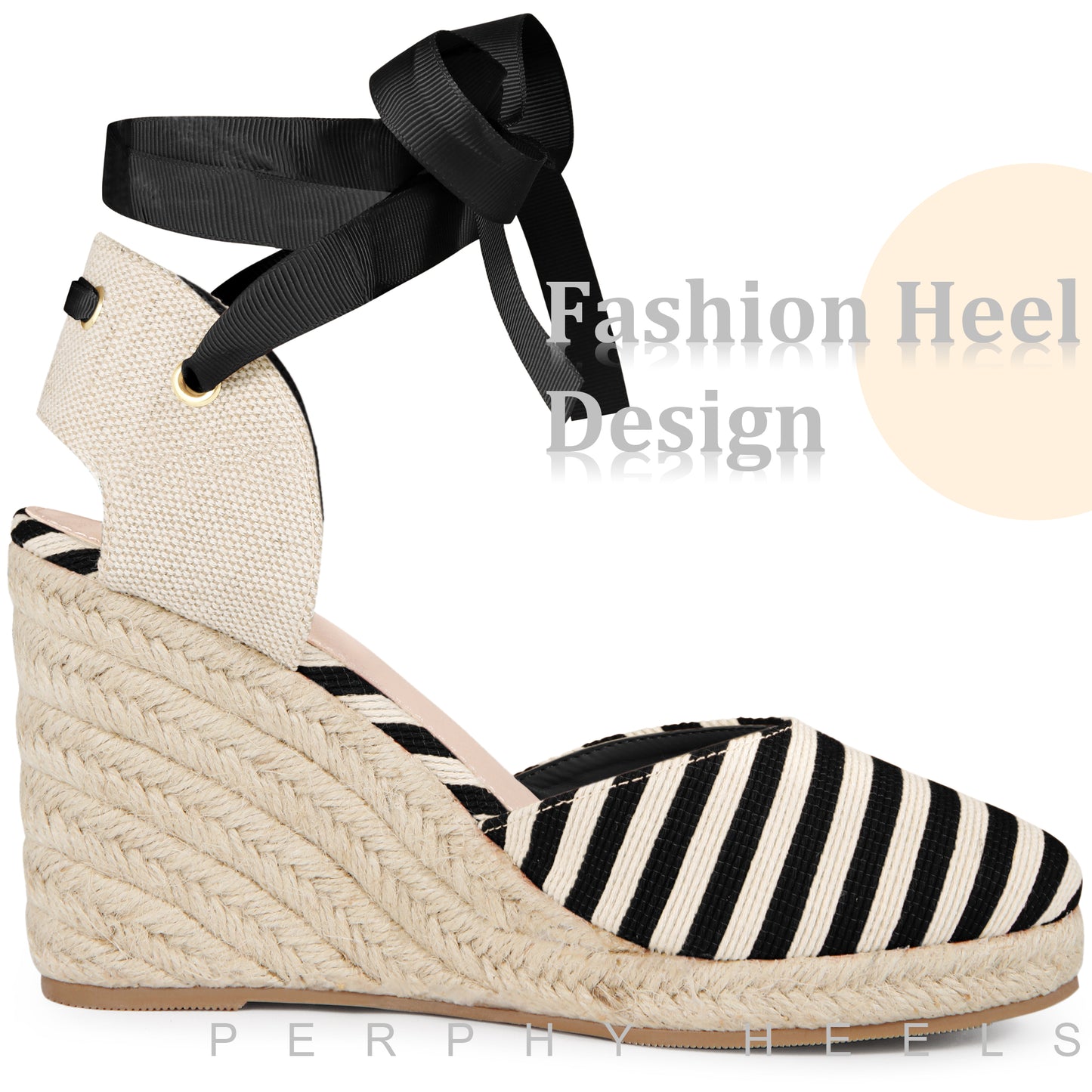 Women Stripe Lace Up Espadrilles Platform Wedge Sandals