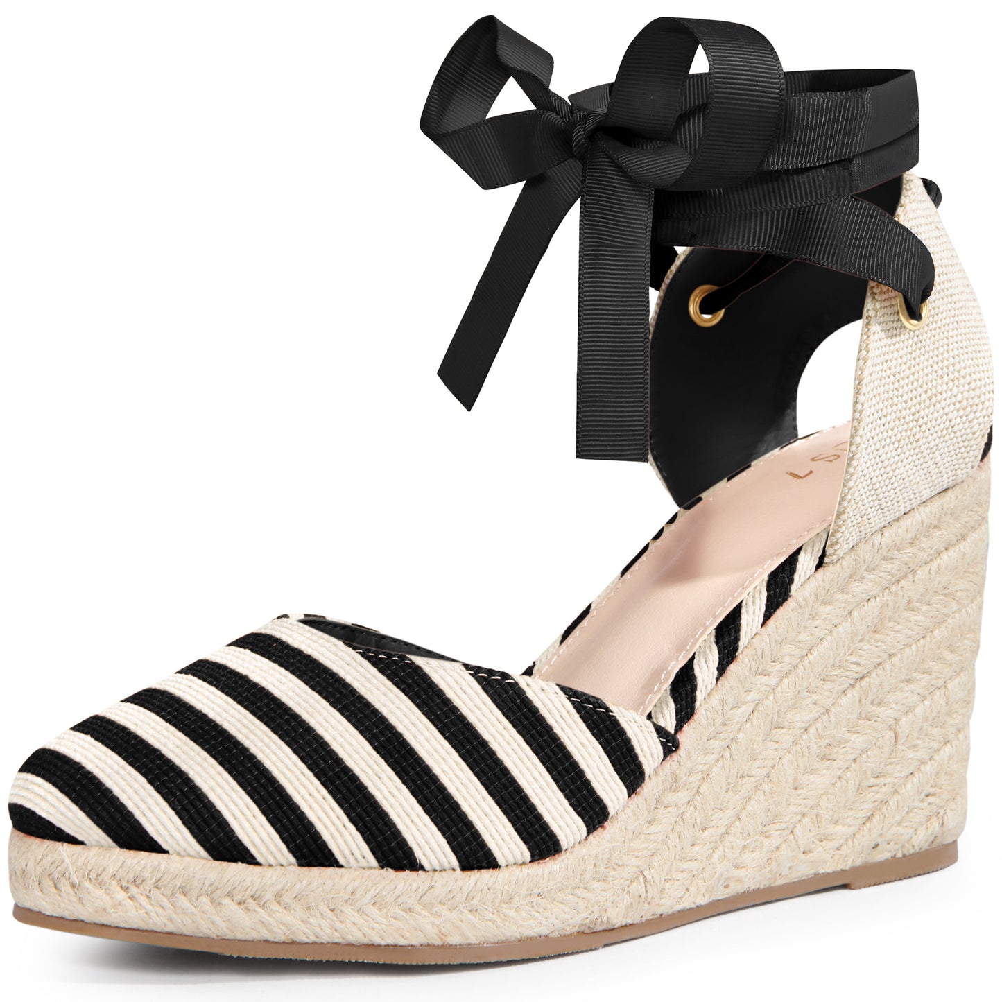 Women Stripe Lace Up Espadrilles Platform Wedge Sandals