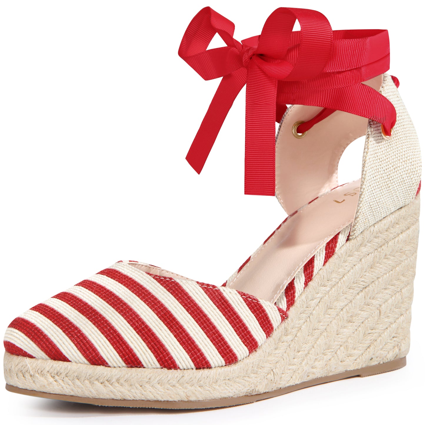 Women Stripe Lace Up Espadrilles Platform Wedge Sandals