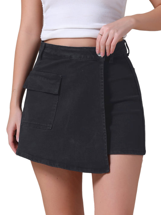 Women's Denim Skorts High Waisted Mini Wrap Skort Skirt