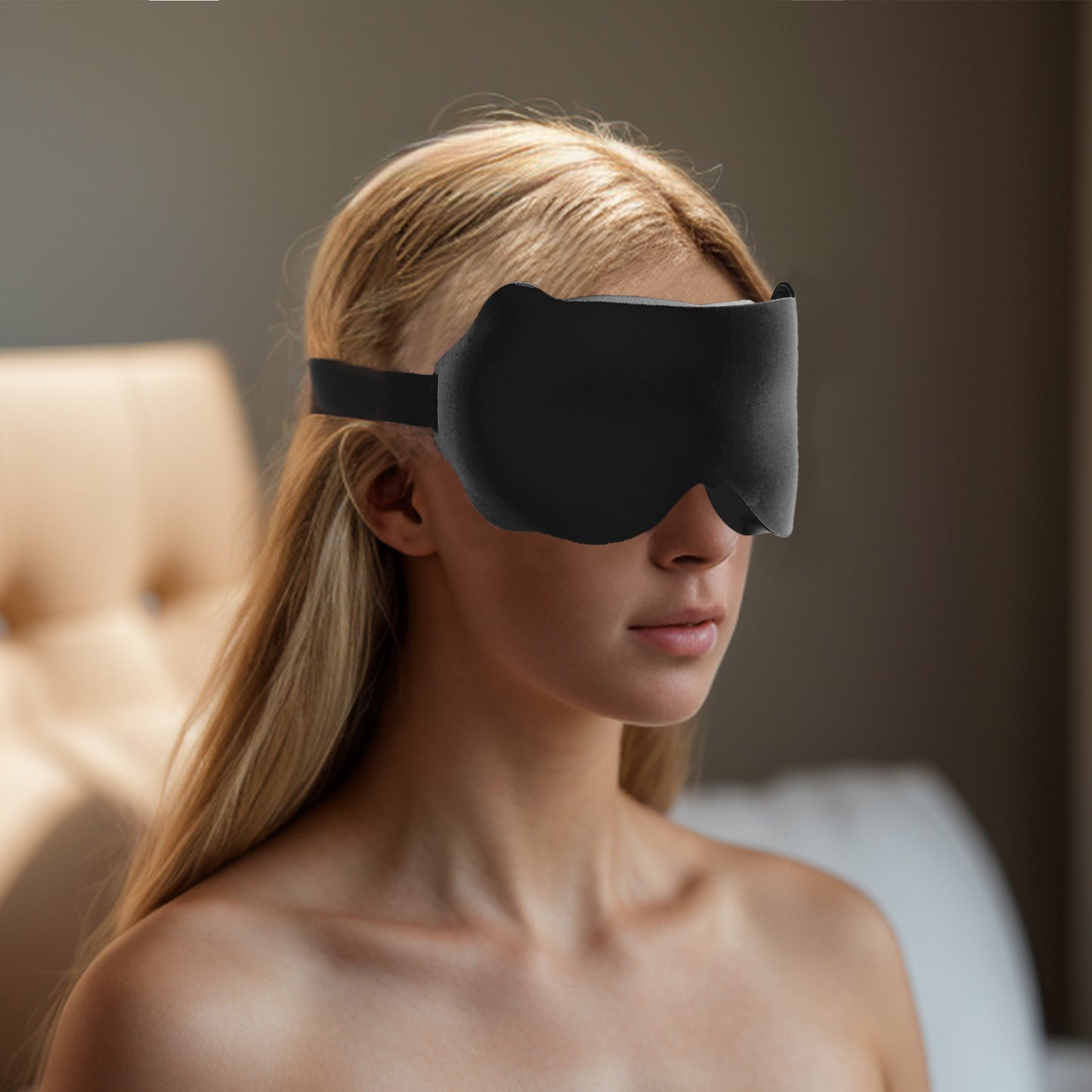 Soft Wave Shape 3D Eye Mask for Travel Office Black