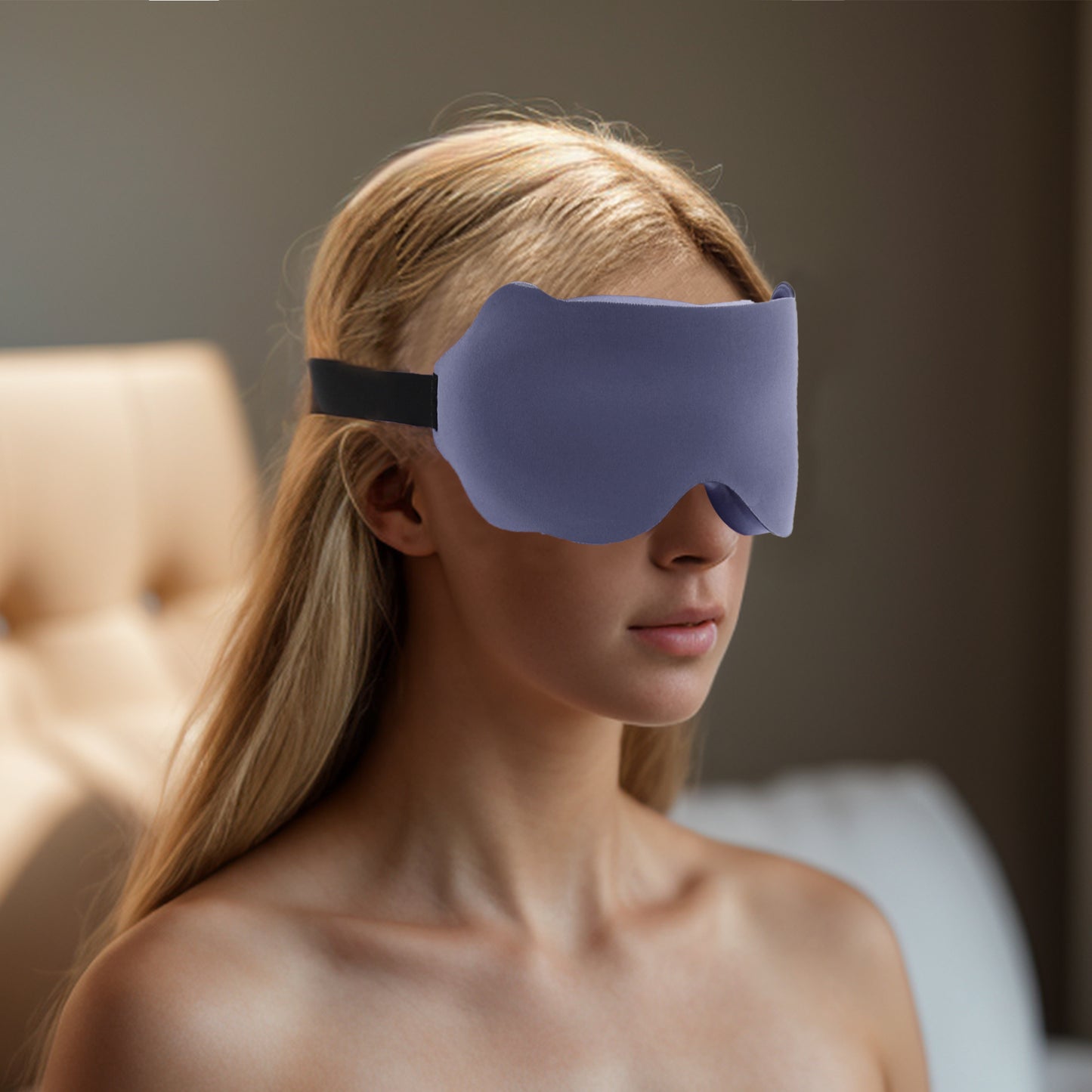 Soft Wave Shape 3D Eye Mask for Travel Office Purple