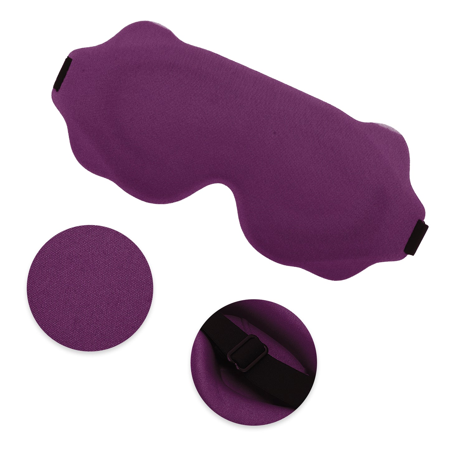 Soft Wave Shape 3D Eye Mask for Travel Office Purplish Red