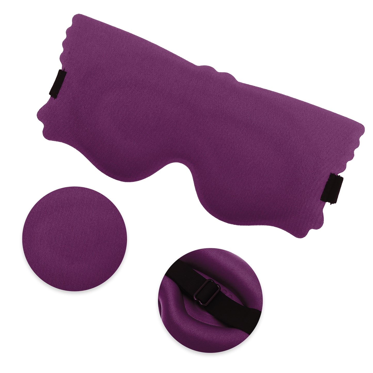 Soft Elastic Buckle Band 3D Eye Mask for Travel Office Purplish Red