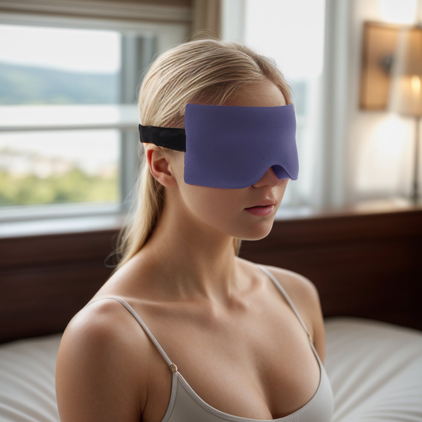 Soft Geometric Shape 3D Eye Mask for Travel Office Purple