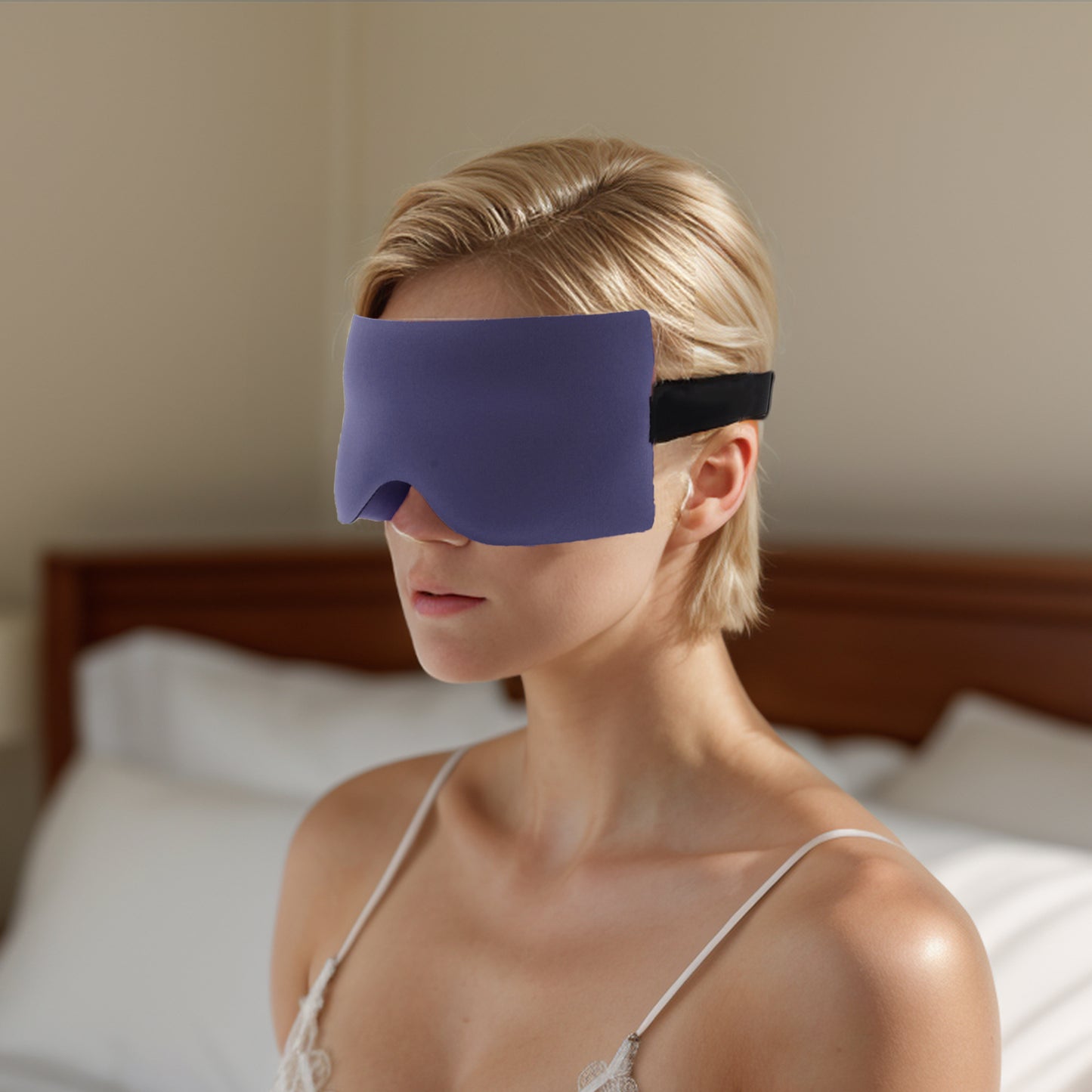 Soft Geometric Shape 3D Eye Mask for Travel Office Purple