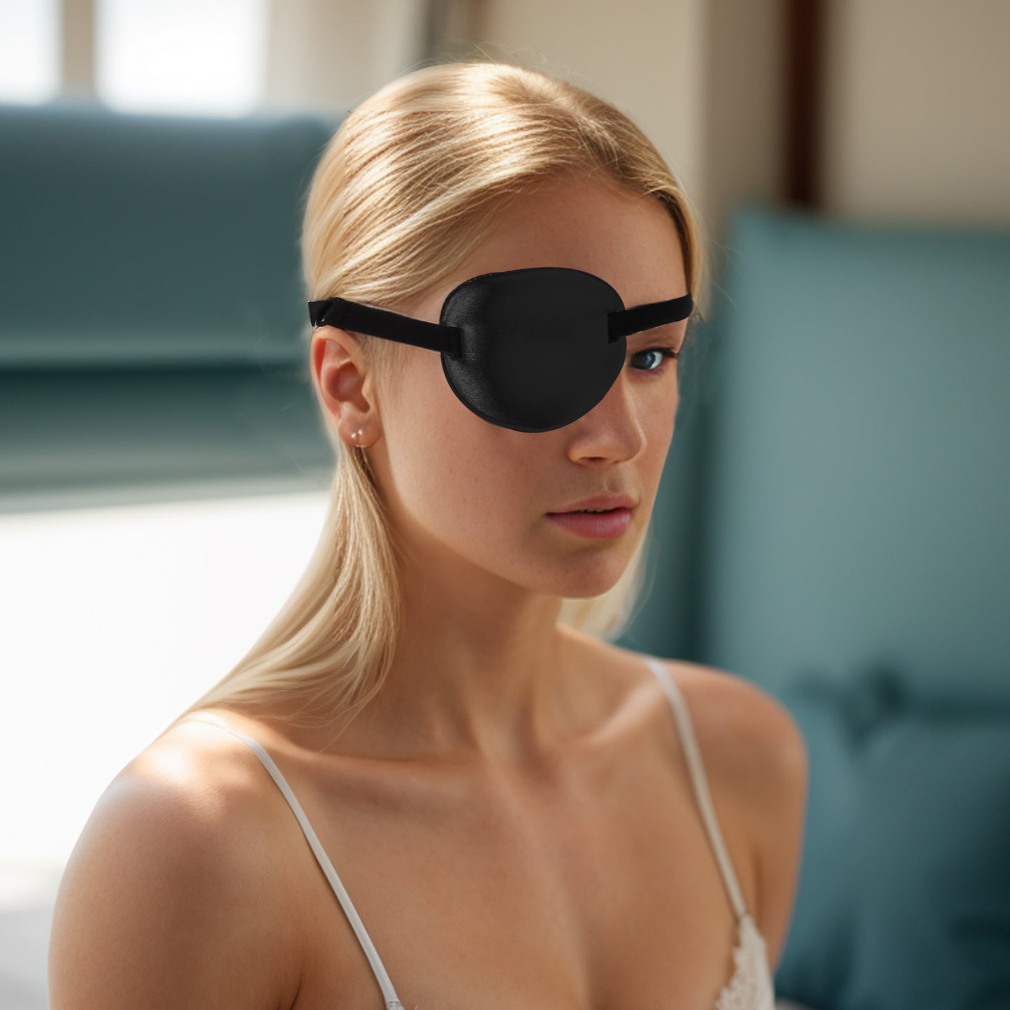 Soft Ring Buckle Shape 3D Eye Mask Single Eye Shade Cover Black