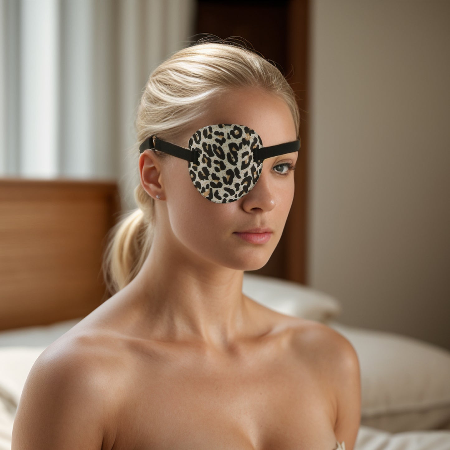 Soft Ring Buckle Shape 3D Eye Mask Single Eye Shade Cover Brown