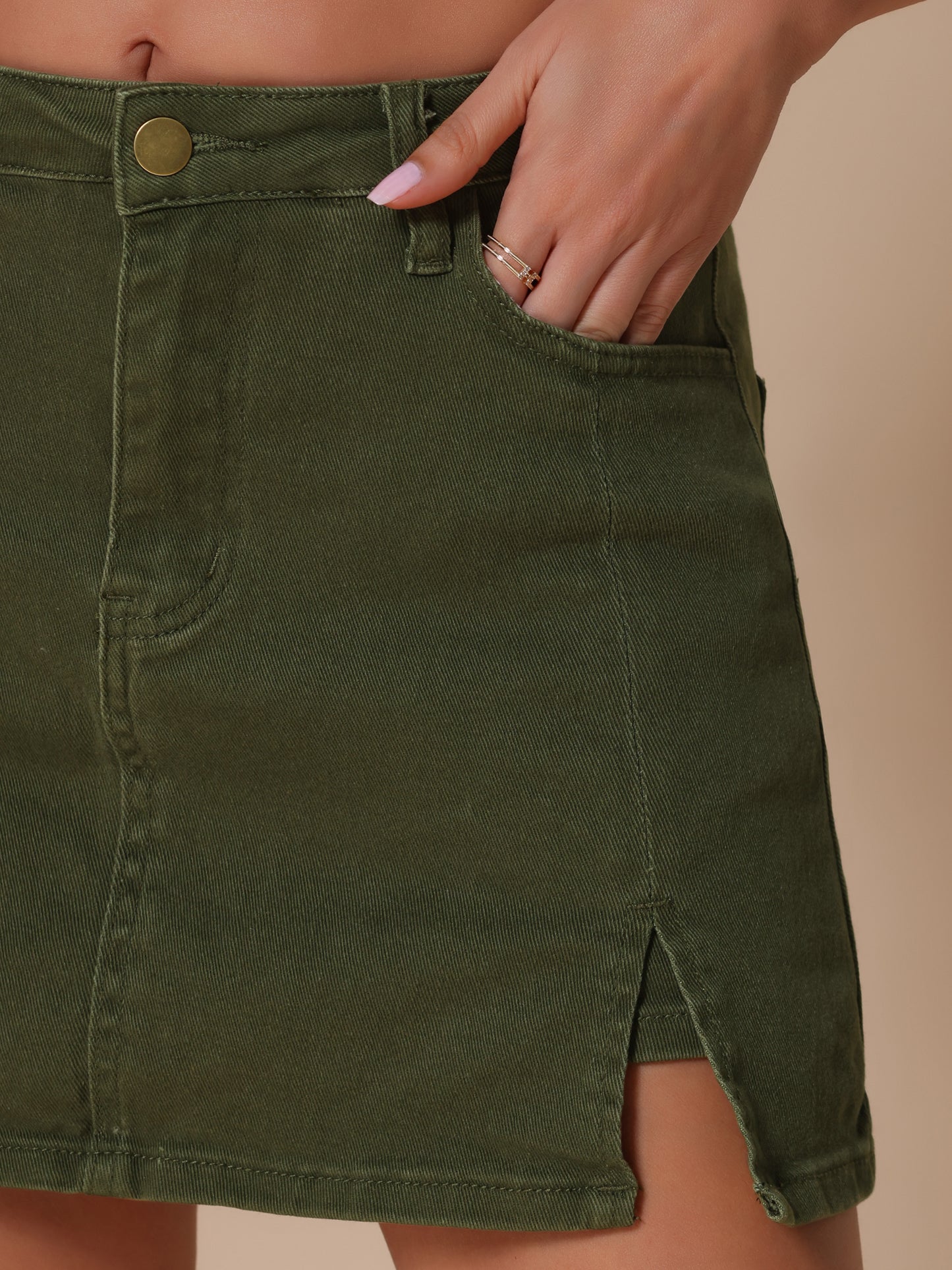 Women's Jean Skorts High Waisted A-Line Stretchy Side Slit Mini Denim Skirt with Shorts