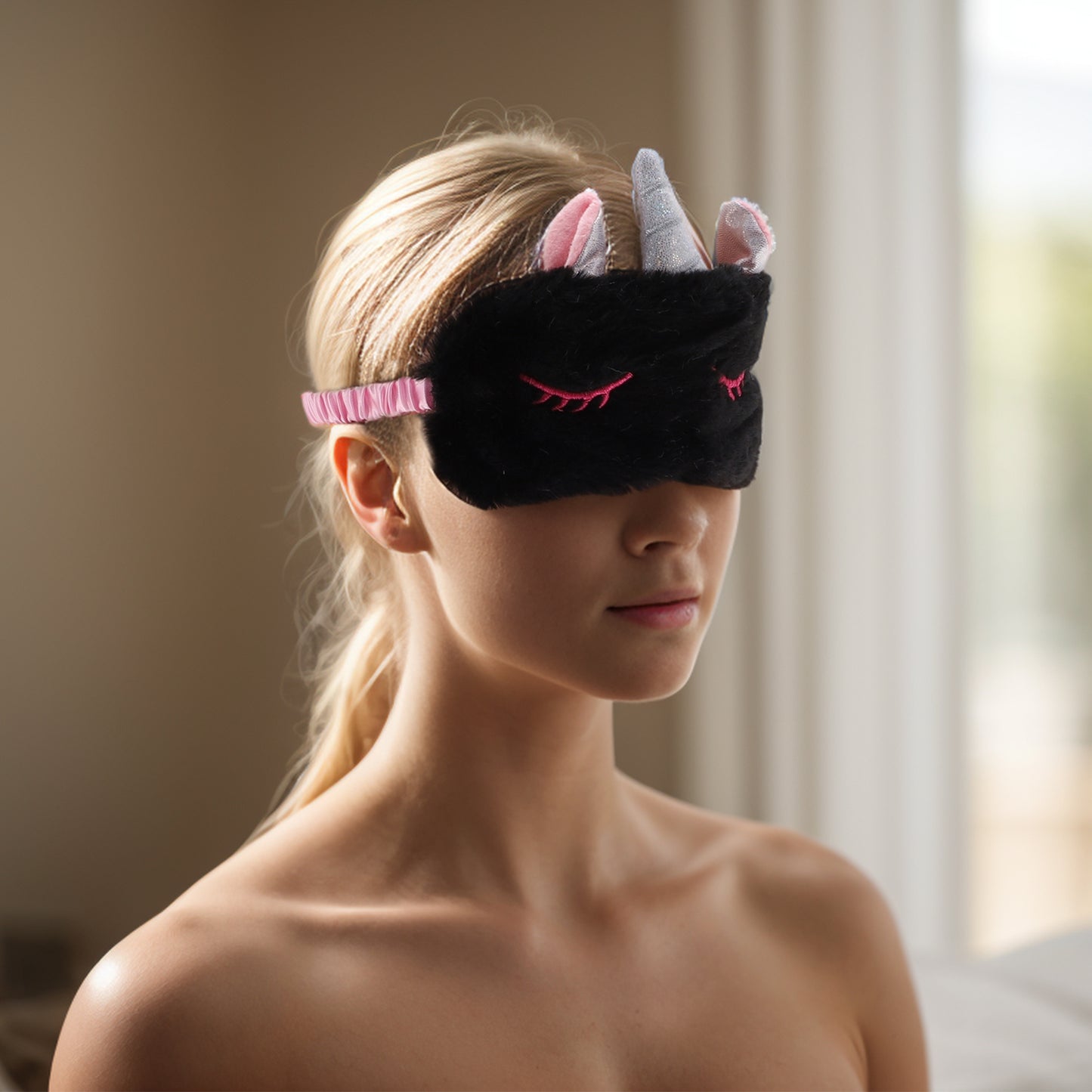 Cartoon Sleep Mask Soft Eye Shade Cover for Rest Black