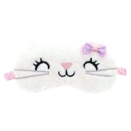 Cute Cat Cartoon Sleep Mask Eye Shade Cover for Rest White