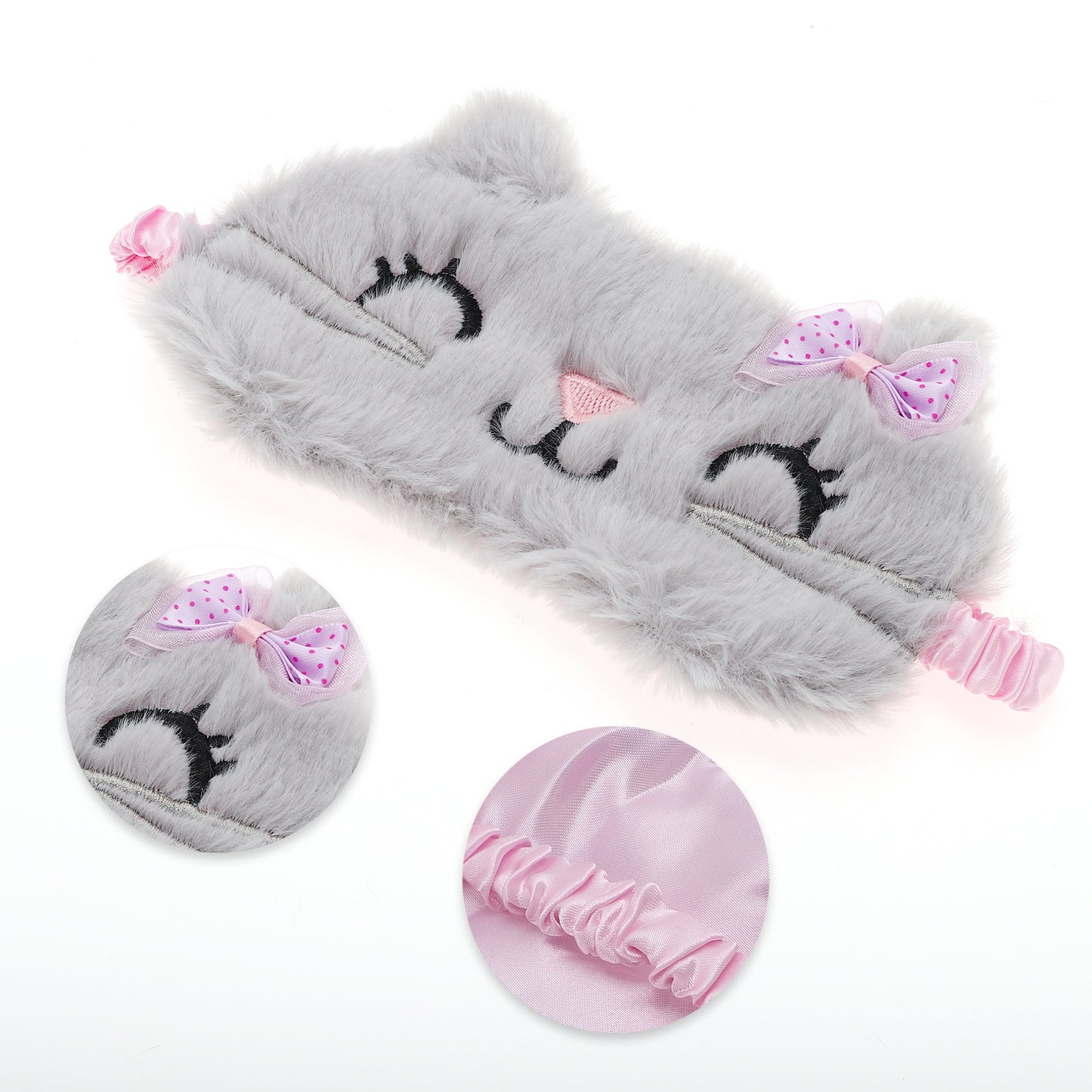 Cute Cat Cartoon Sleep Mask Eye Shade Cover for Rest Gray