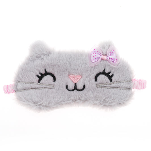 Cute Cat Cartoon Sleep Mask Eye Shade Cover for Rest Gray