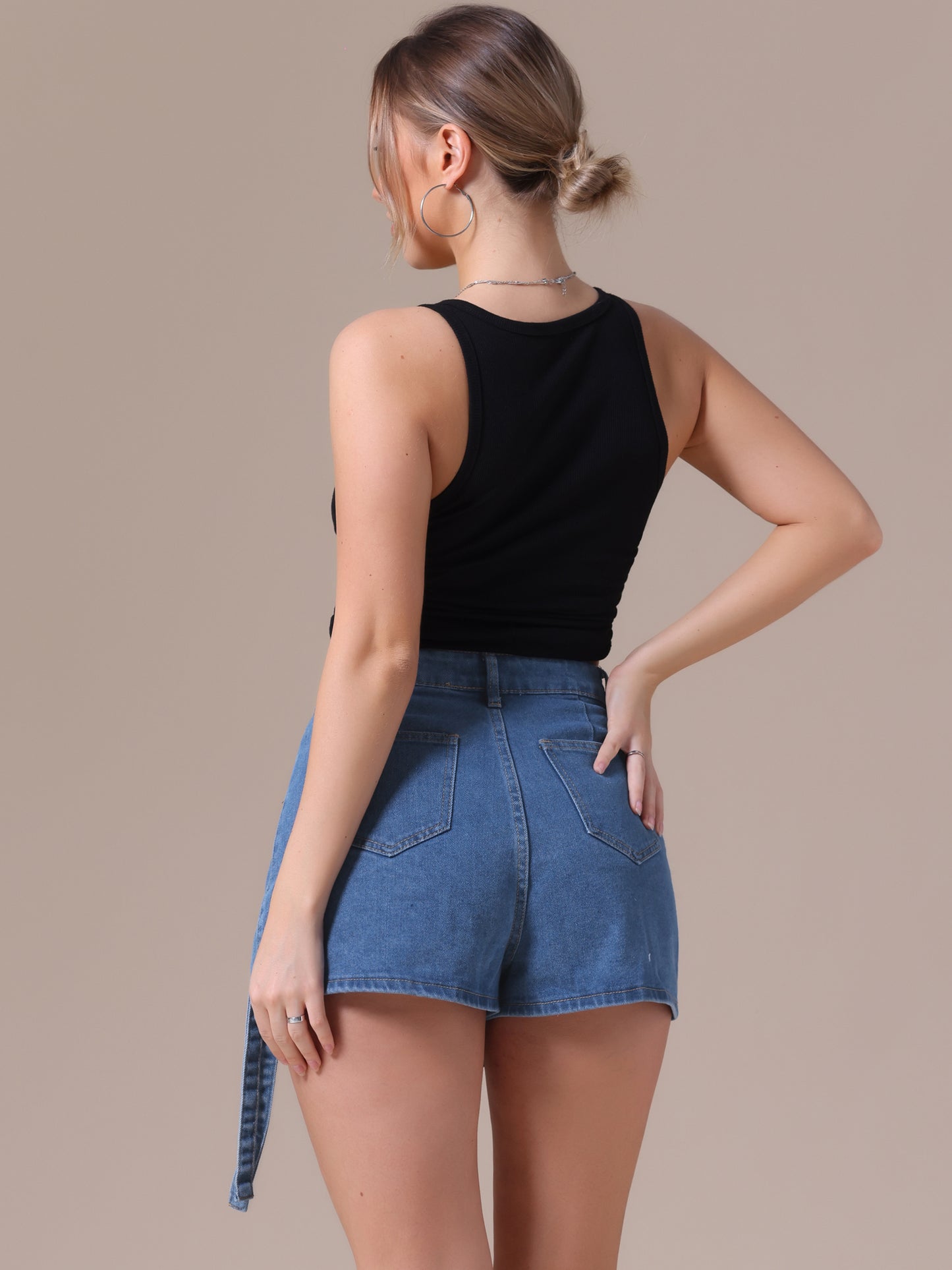 Women's Jean Skort High Waisted Summer Asymmetrical Denim Cargo Skirt Shorts