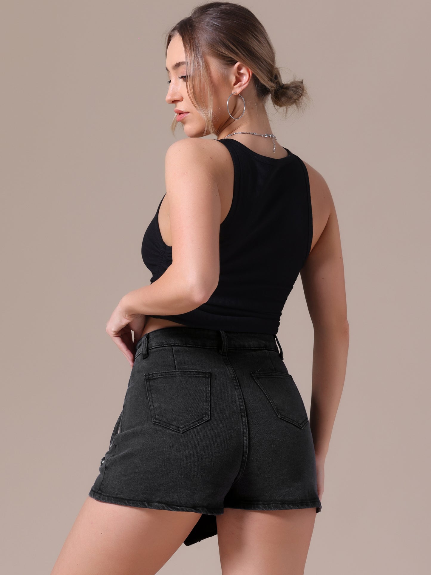 Women's Jean Skort High Waisted Summer Asymmetrical Denim Cargo Skirt Shorts