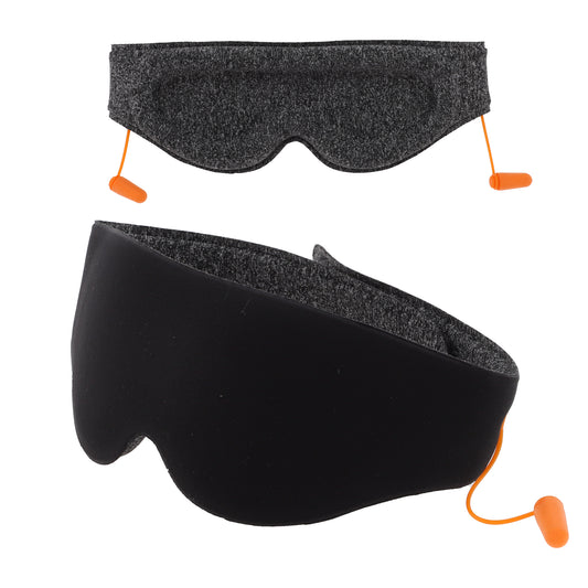 Zero Pressure Sleep Eye Mask, Deep Contoured 3D Eye Covers with Earplugs Black