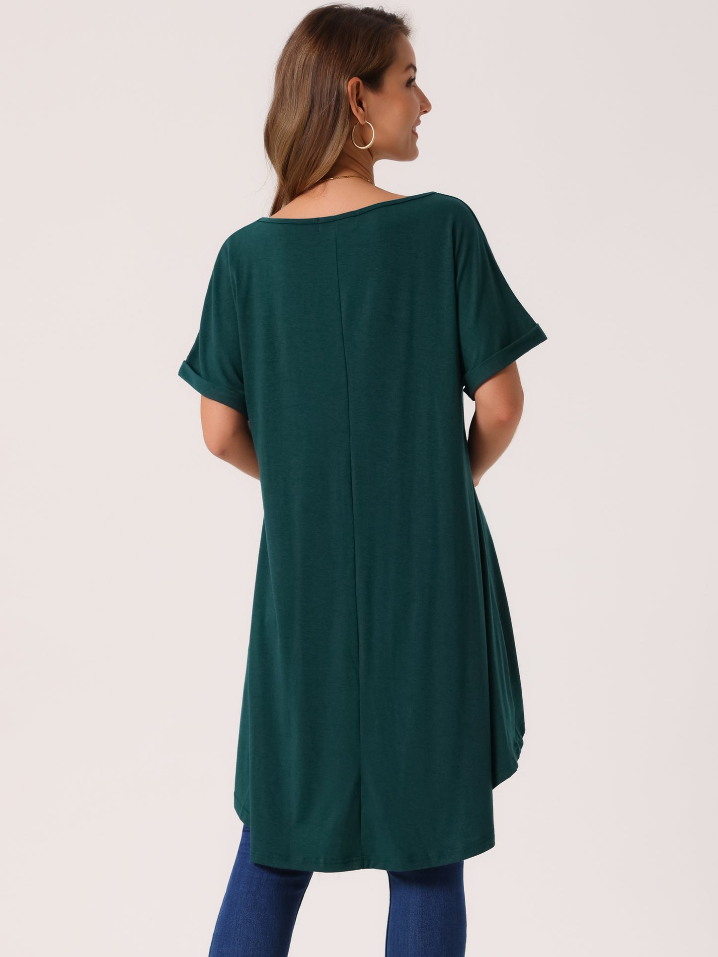 Women's Short Sleeve High Low Tops Waist Knot Asymmetrical Top V Neck Dressy Casual Blouse