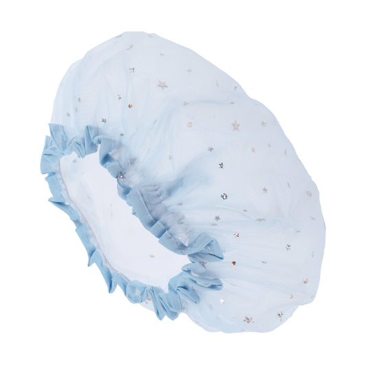 1 Pc Women's Lightweight Portable Shower Cap for Travel Blue