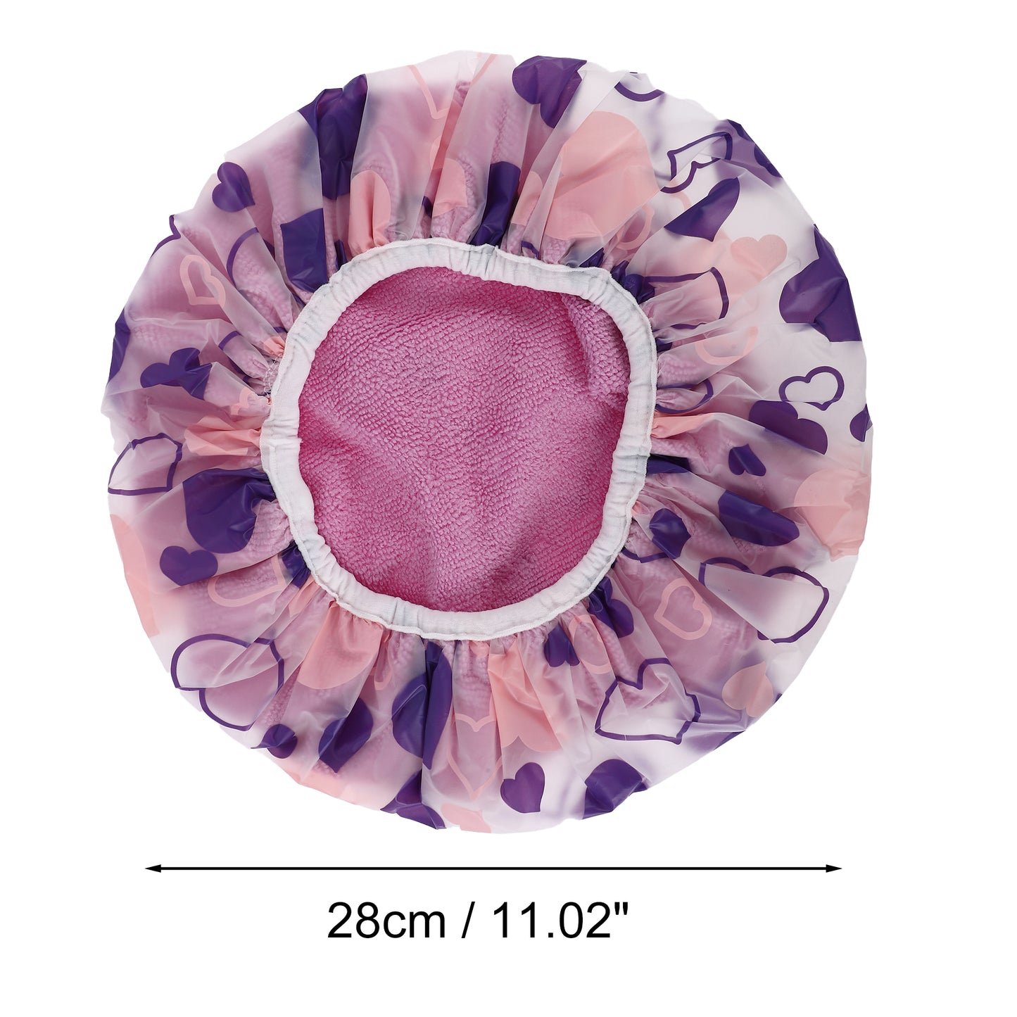 1 Pc Women's Heart Pattern Reusable Shower Cap for Home Purple