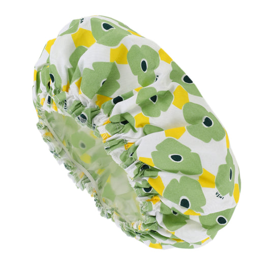 1 Pc Women's Flower Pattern Shower Cap Hair Cap for Bath Green