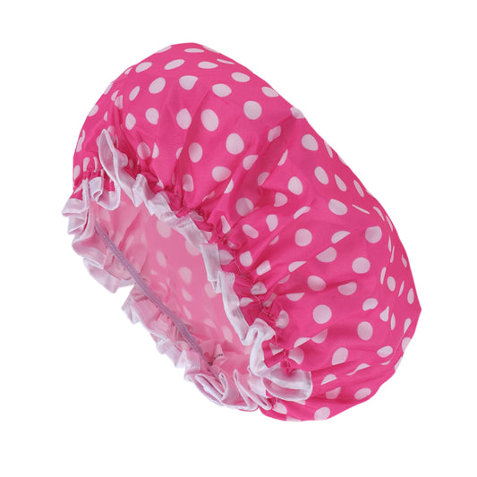 1 Pc Women's Comfortable Polka Dots Shower Cap Bath Caps Pink