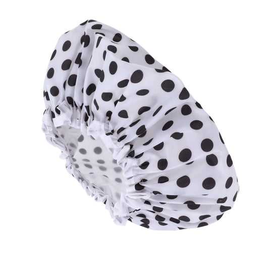 1 Pc Women's Comfortable Polka Dots Shower Cap Bath Caps Black