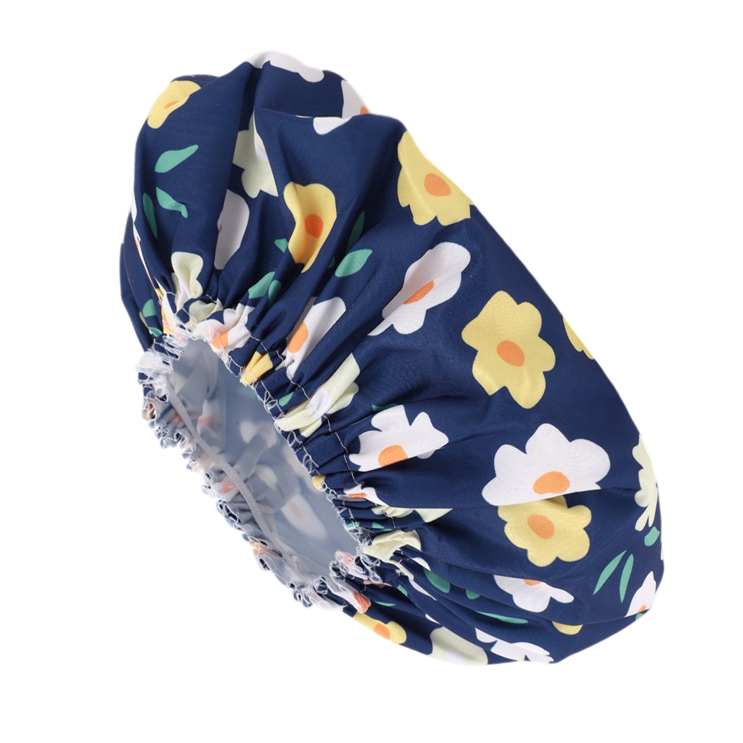 1 Pc Women's Flower Pattern Bath Cap Shower Cap Blue