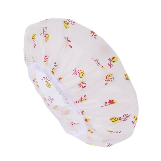 1 Pc Women's Floral Pattern Shower Cap for Bathroom Yellow