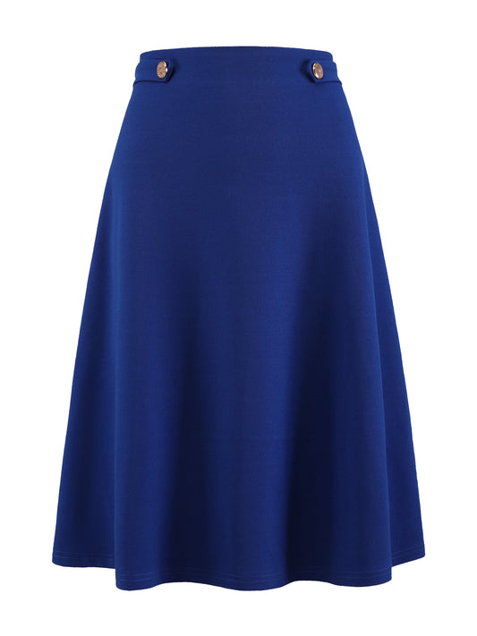 Women's Flare High Waist Casual Work A-Line Midi Skirt