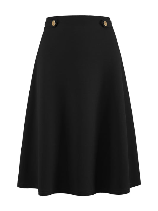 Women's Flare High Waist Casual Work A-Line Midi Skirt