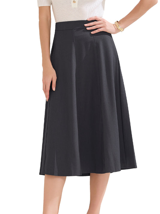 Women's A-Line Skirt High Waist Office Work Midi Flared Pleated Skirt