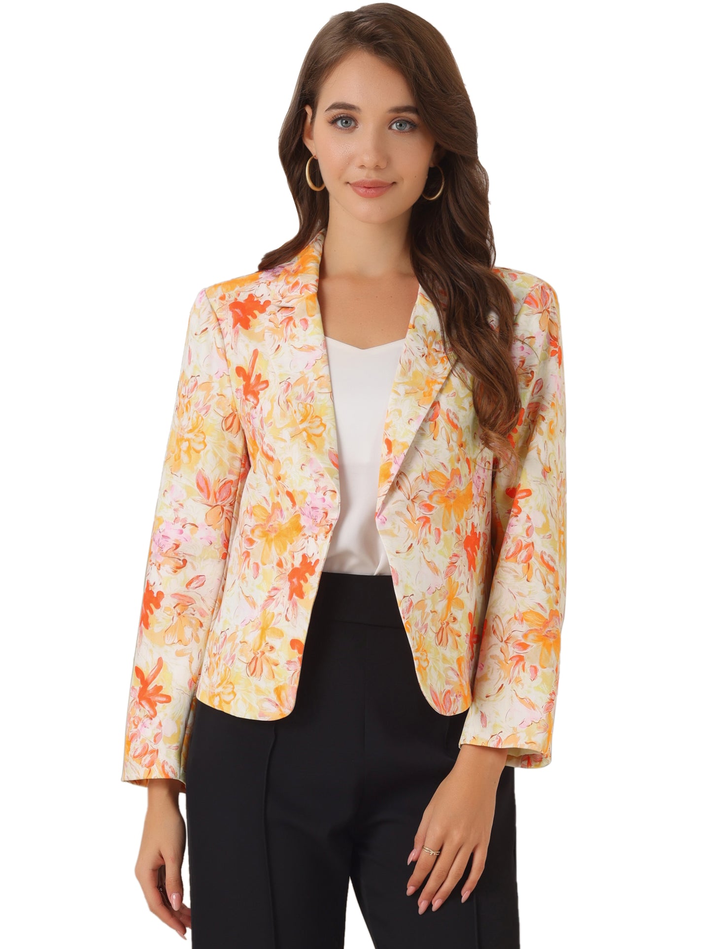 Women's Open Front Business Casual Lightweight Crop Blazer (Available in Plus Size)