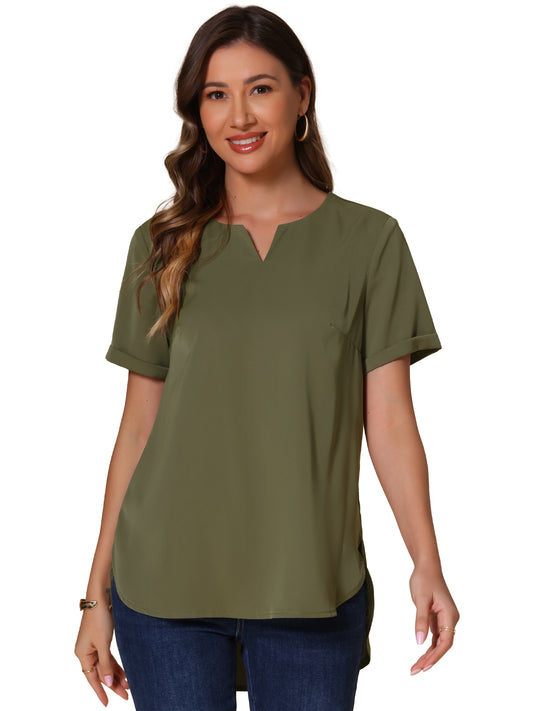 Women's Summer Top Loose Fit Dressy Curved Hem Casual Tunic Top