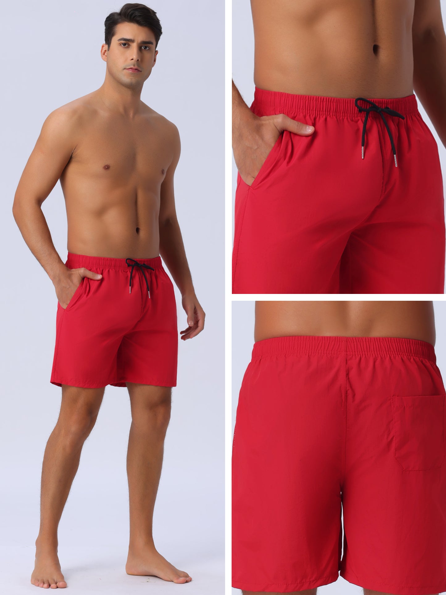 Men's Summer Colorful Elastic Waist Drawstring Surfing Board Shorts