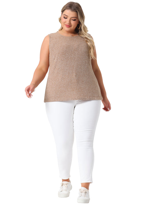 Women Plus Size Summer Round Neck Basic Sleeveless Casual Tank Top