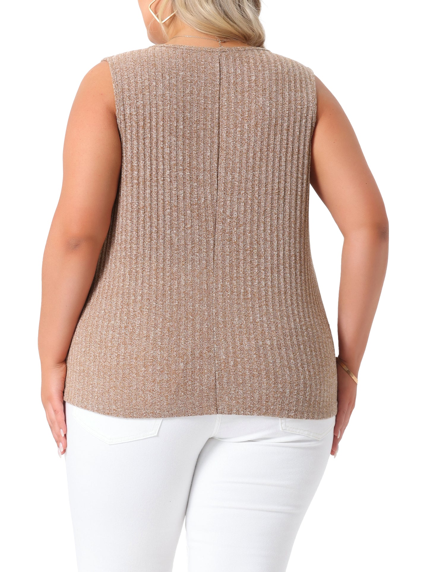 Women Plus Size Summer Round Neck Basic Sleeveless Casual Tank Top