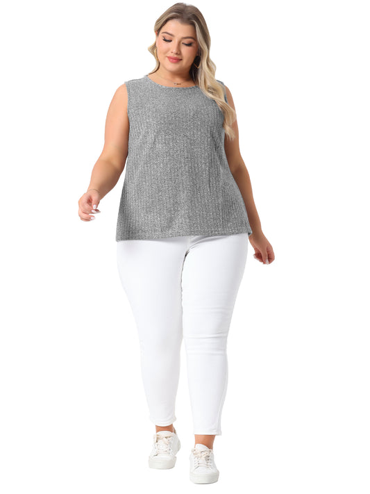 Women Plus Size Summer Round Neck Basic Sleeveless Casual Tank Top