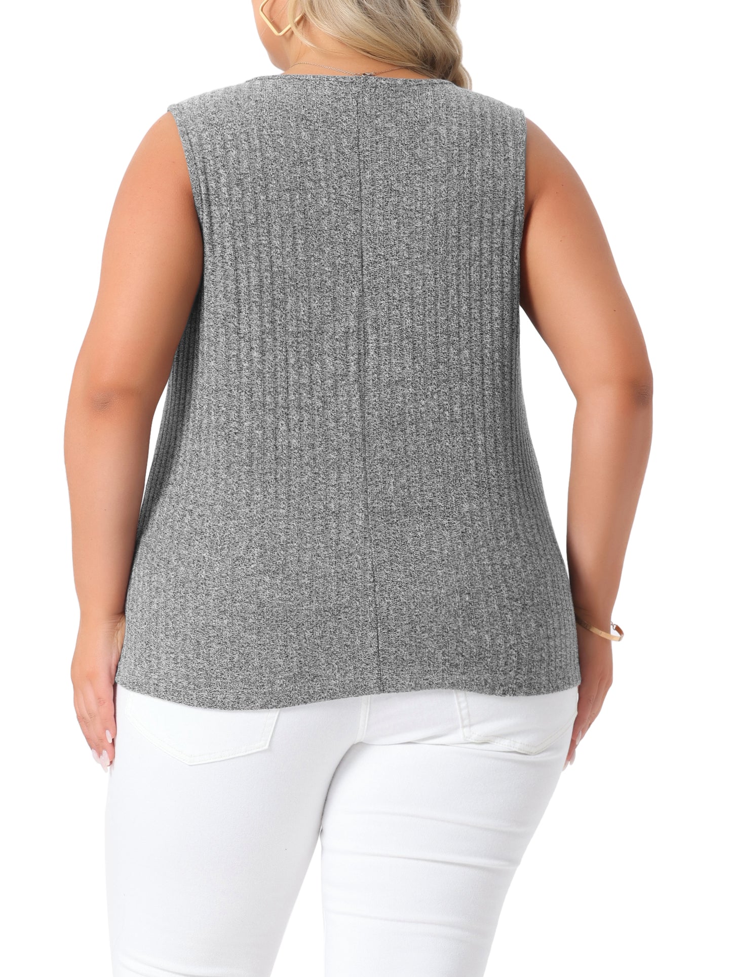 Women Plus Size Summer Round Neck Basic Sleeveless Casual Tank Top