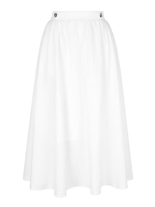 Women's Midi Skirt Elastic Waist A Line Casual Skirts Swing Long Summer Skirt with Pockets