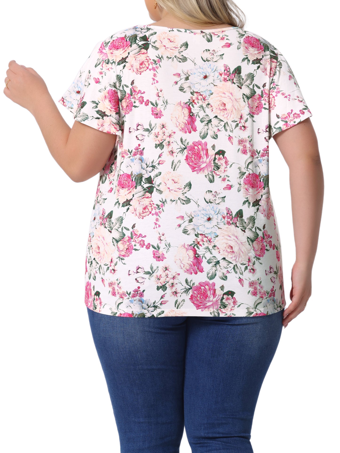 Women's Plus Size V Neck Ruffle Short Sleeve Tops Summer Blouse