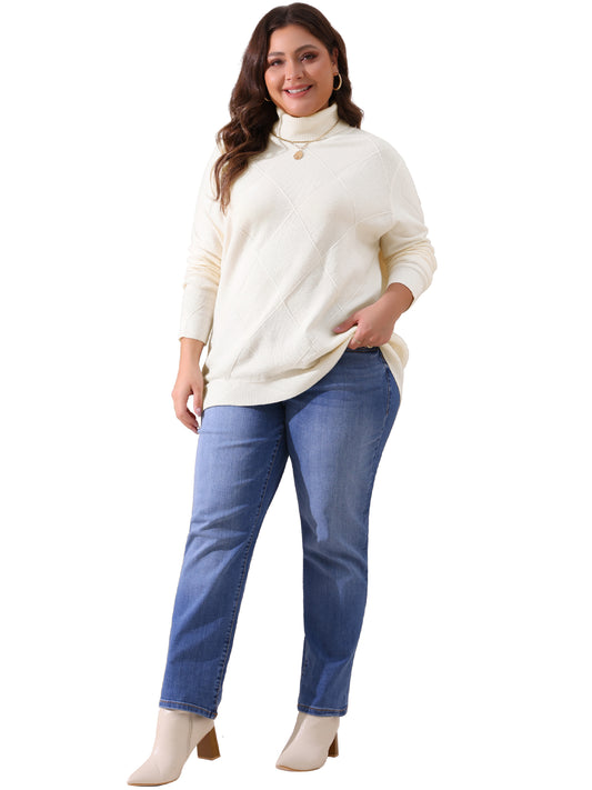 Women Plus Size Pullover Sweaters Lightweight Long Sleeve Turtleneck Sweater
