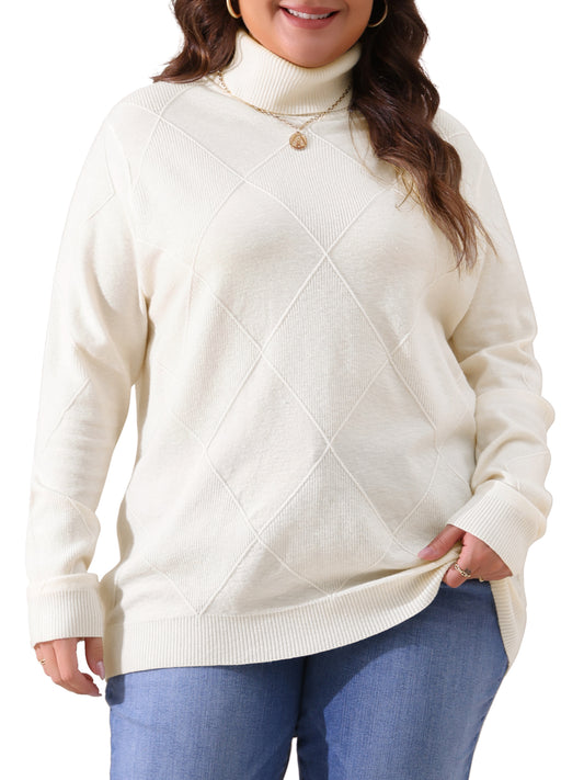 Women Plus Size Pullover Sweaters Lightweight Long Sleeve Turtleneck Sweater