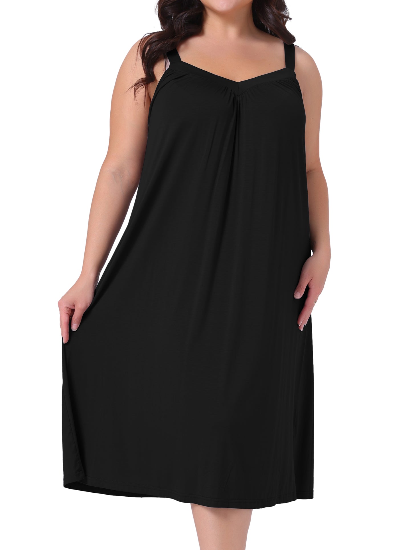 Women's Plus Size Nightgown Spaghetti Strap V Neck Sleeveless Sleepwear Chemise Nightdress