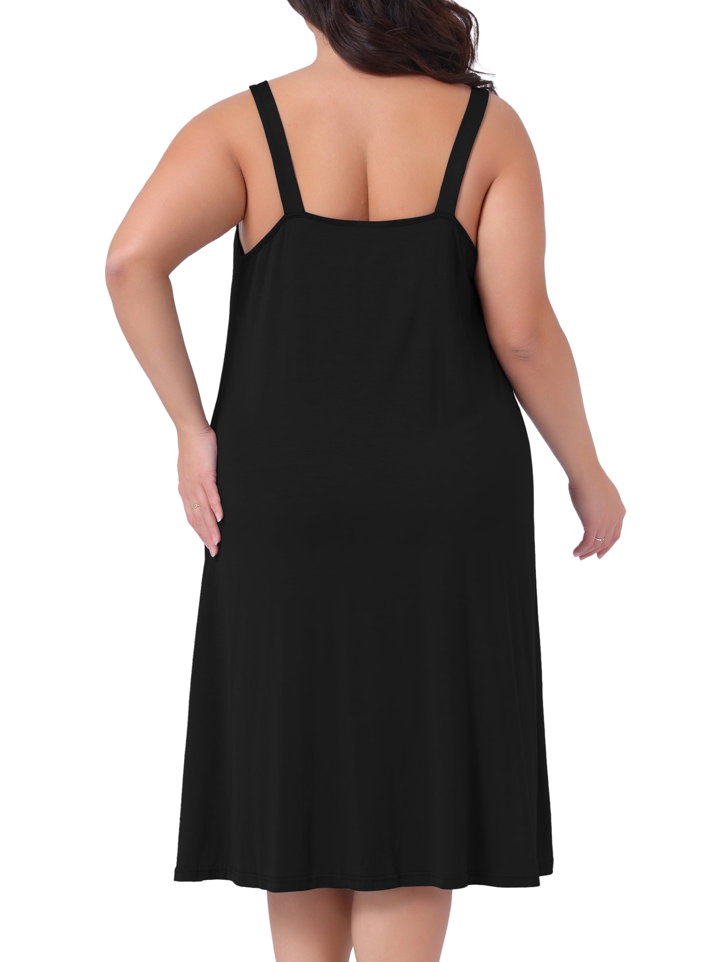 [PACK SALES] Women's Plus Size 2 Pieces Nightdress Spaghetti Strap Pleated V Neck Sleeveless Sleepwear Chemise Lounge Midi Nightgown