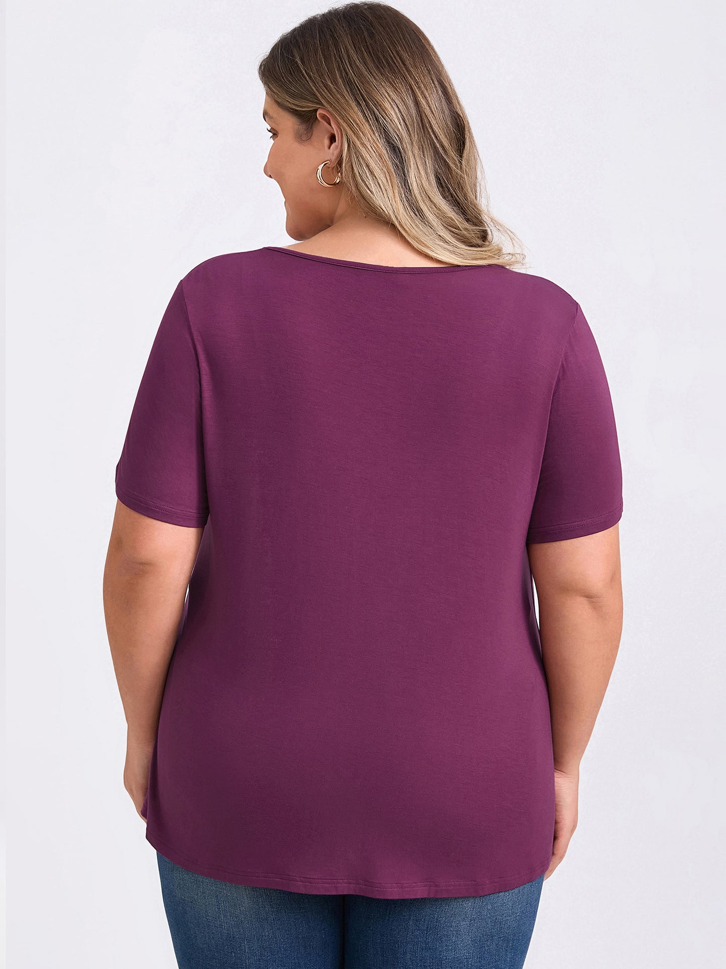 [PACK SALES] Women's Plus Size 2 Piecs Summer Tops Pleated Short Sleeve Round Neck Blouses Plaid Peplum Blouse