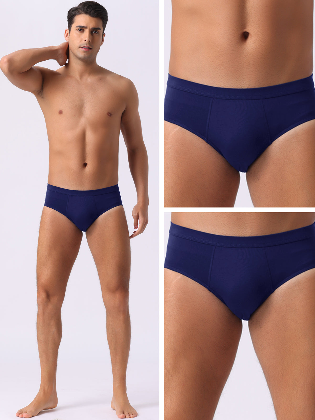 [PACK SALES] Men's 2 Pieces Underwear Solid Color Elastic Waist Briefs