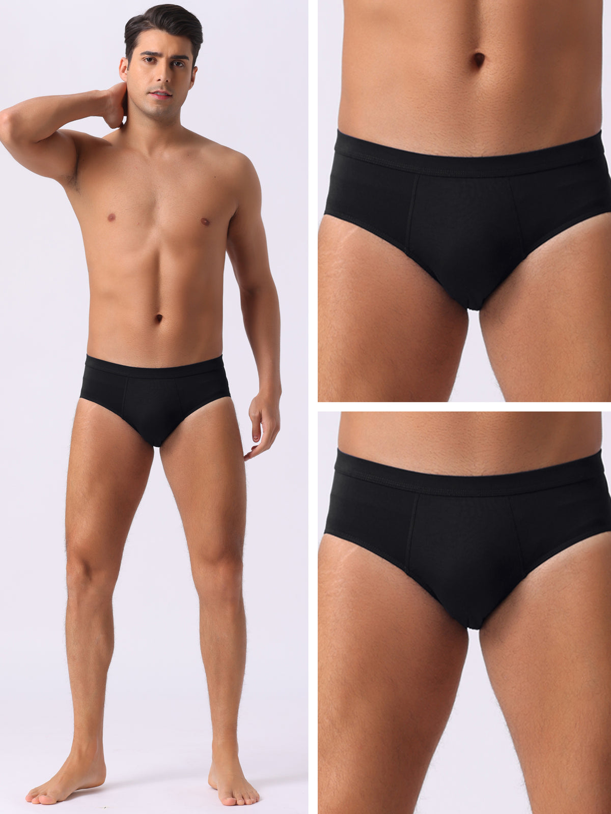[PACK SALES] Men's 3 Pieces Underwear Solid Color Elastic Waist Briefs